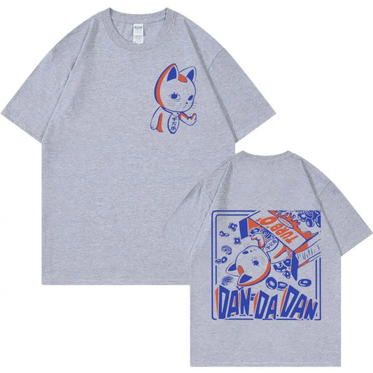 Japan Anime Dandadan Turbo Granny Cat Graphic T Shirt Fashion Cartoon Oversized T-shirt Men Women Vintage Casual Cotton T-shirts