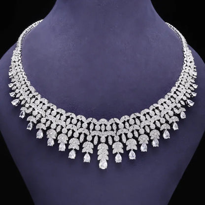 Famous Tassel Necklace Earrings Set Cubic Zircon Jewelry Set Dubai Bridal Jewelry Sets Wedding Party Gift Brides Accessories