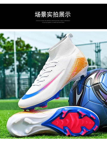 New Men Football Boots Match Long Spikes Soccer Shoes Cleats Boys Comfortable Training Sport Adult Breathable Outdoor Non Slip