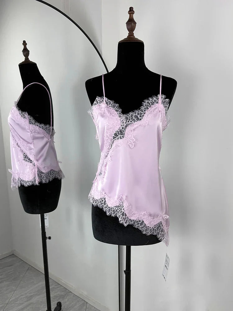 Lace Mini Spaghetti Strap Dress For Women Backless Slit Sexy Dress Evening Party Bodycon Female Elegant Dress High Waist