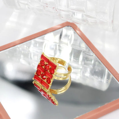 Red Zircon Wedding Jewelry Set Tennis Necklace Bracelets Square Earring Ring Italian Nigeria Women Jewellery 2025 New