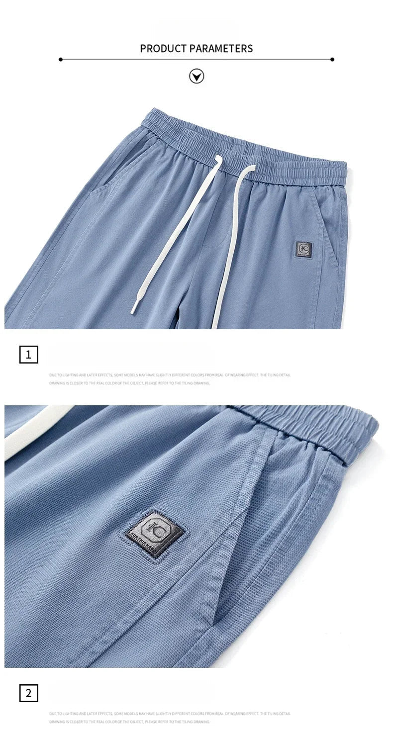 Brand Soft Jeans for Men Spring Thin Draped Comfortable Straight Trousers Drawstring Male Baggy Denim Pants Streetwear