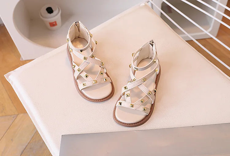 Girls Gladiator Sandals 2026 New Summer Children Fashion Princess High-top Shoes Versatile Kids Causal Beach Holiday Sandals