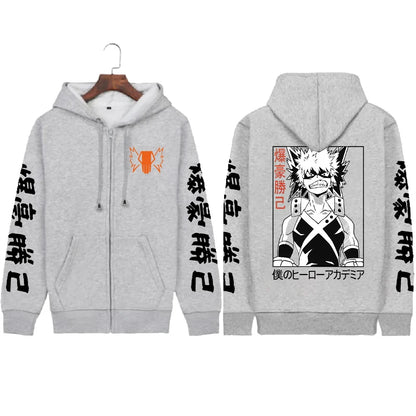 Anime Bakugo Katsuki Print Graphic Oversized Hoodie Harajuku Long Sleeved Sweatshirt Heavy Spiritual Casual Comic Sweatshirt