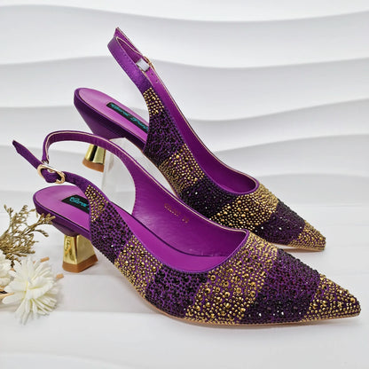 New Italian Design Stylish And Elegant Sky Blue Rhinestone Embellished Satin Pointy Toe Pumps And Clutch Bag