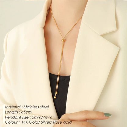 eManco Personalized Snake Chain Adjustable Y Necklace Clavicle Pendant Stainless Steel Necklace Women's Holiday Gift