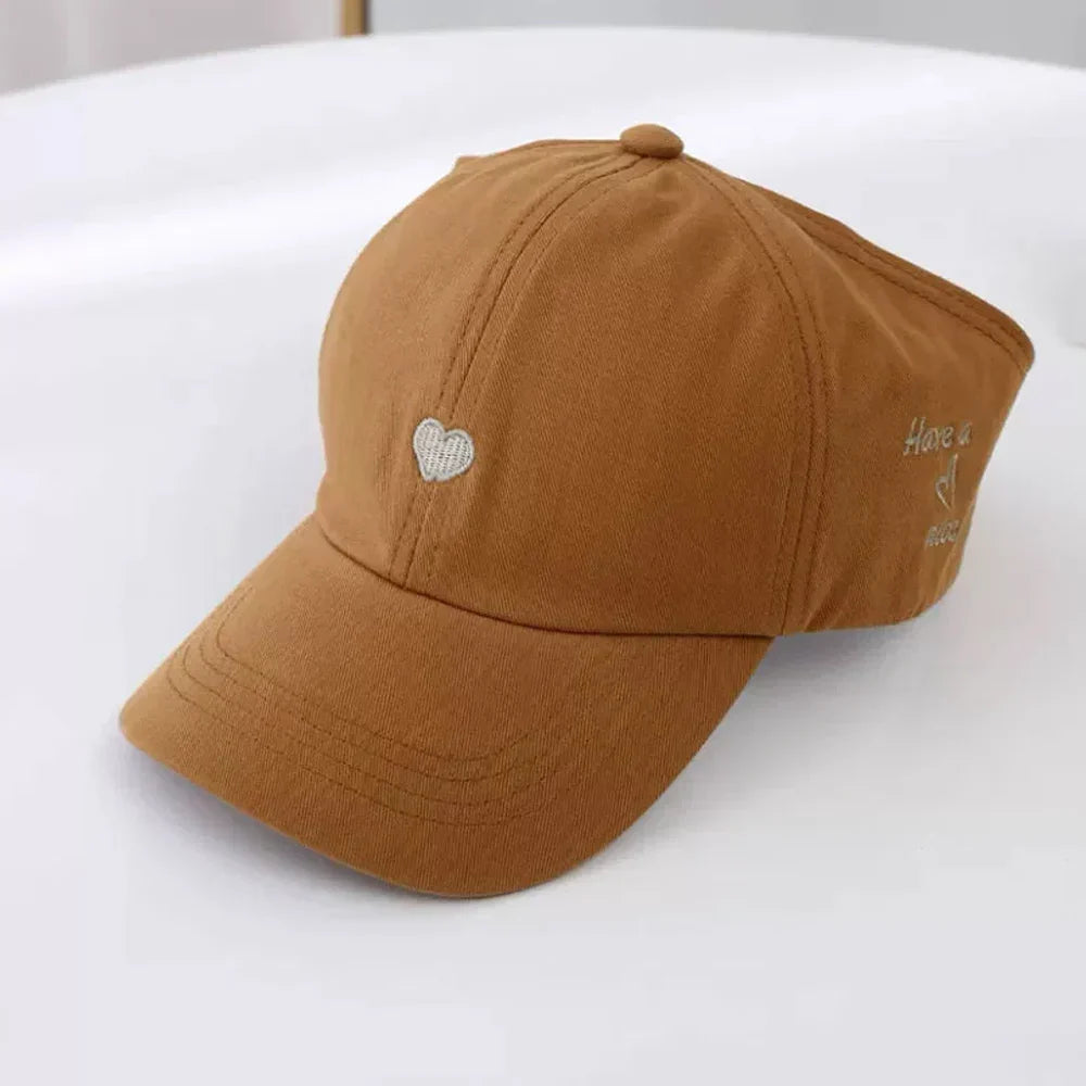 Kids Baseball Caps for Boys Girls Sun Hat Love Heart Hollow High Ponytail Caps Children Adjustable Baseball Caps for 4-12 Years