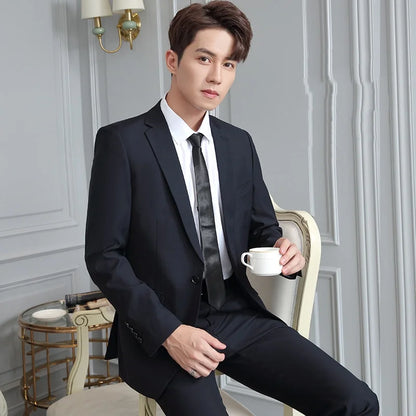 Terno S-8GG (Blazer + Calça) Masculino Moda Casual Ao Ar Livre Cavalheiro Negócios Casamento Slim-fit Formal Estilo Britânico Terno de Casamento