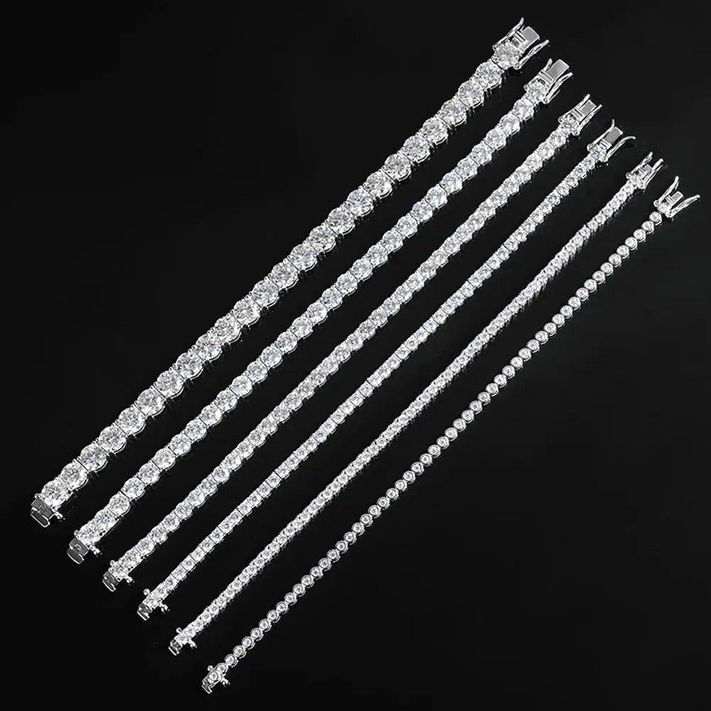 2mm Moissanite Tennis Bracelet 925 Sterling Silver Plated White Gold Bracelet for Women Man Sparkling Party Jewelry