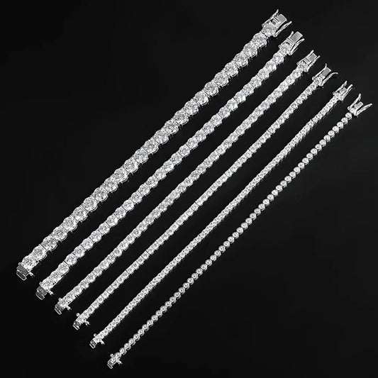 2mm Moissanite Tennis Bracelet 925 Sterling Silver Plated White Gold Bracelet for Women Man Sparkling Party Jewelry