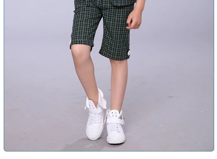 2022 Children Summer Formal Suit Boys Blazer+Shorts 2Pcs Photograph Set Kids Plaid Wedding Performance Dress Ceremony Costume