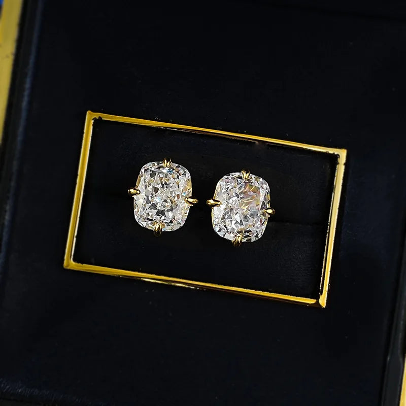 S925 Silver 8*10mm High Carbon Diamond Gemstone Earrings for Women Wedding Engagement Fine Jewelry Gift Wholesale
