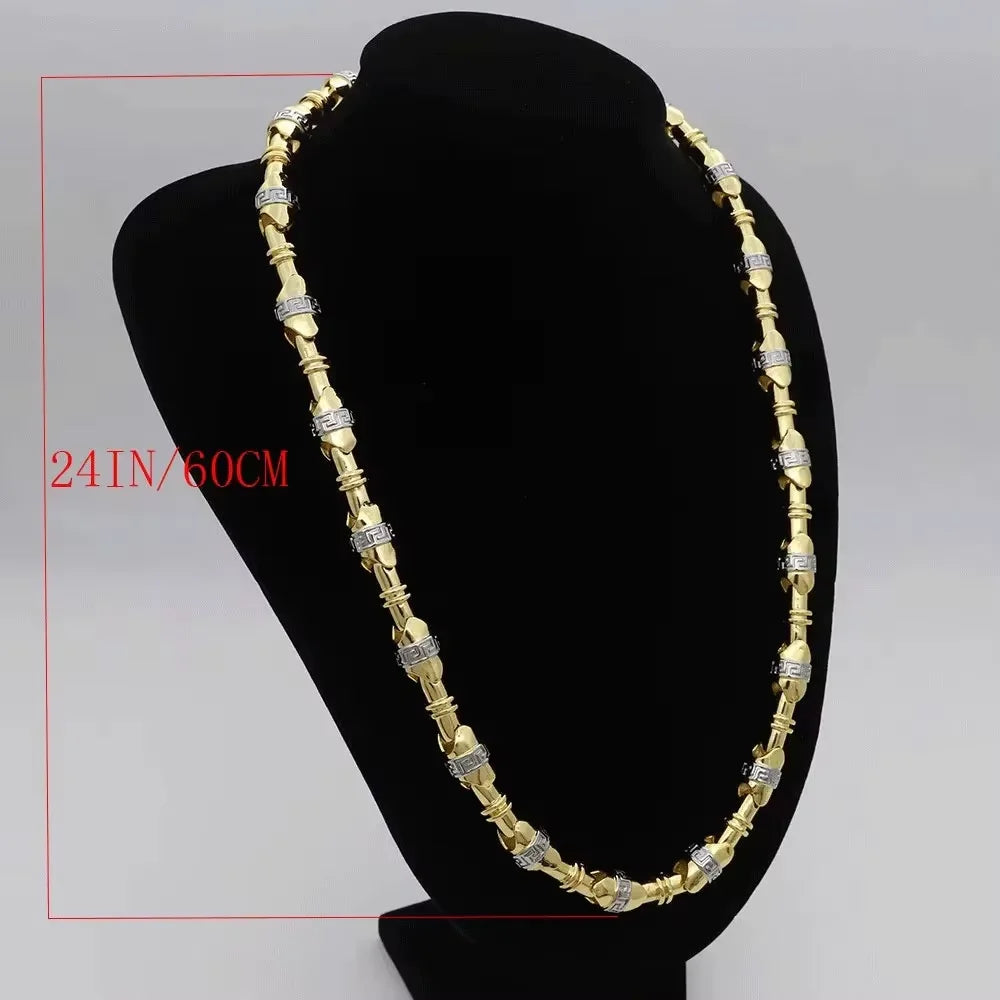 60cm 24in Punk Thick Chain Bicolor Gold-Plated Necklace For Men Women Hip Hop Luxury Copper Chain Dubai Jewelry Neck Party Gift
