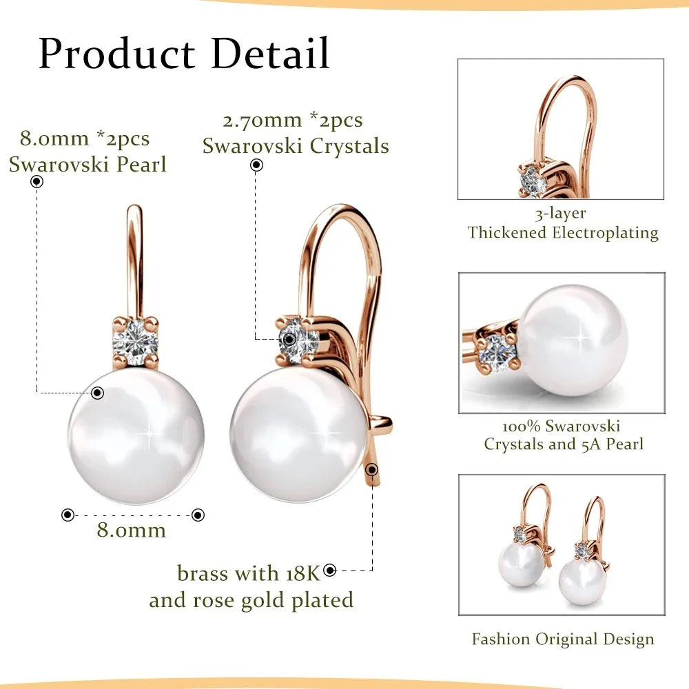 Pearl Dangle Earrings Embellished with Swarovski Crystals Exquisite Fashionable Drop Earrings Imitation Freshwater Pearl Jewelry