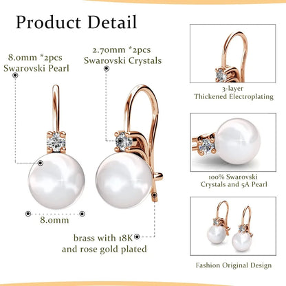 Pearl Dangle Earrings Embellished with Swarovski Crystals Exquisite Fashionable Drop Earrings Imitation Freshwater Pearl Jewelry