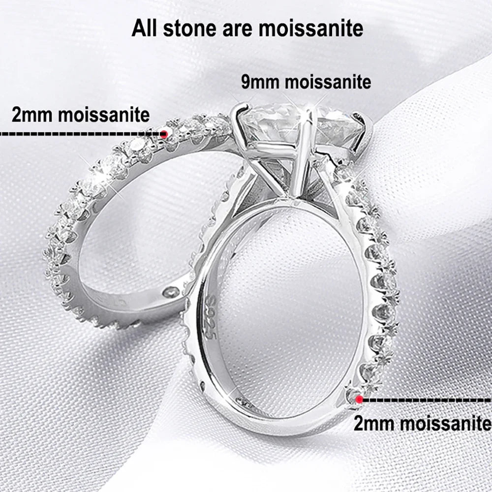 Full Moissanite Bridal Rings Set With  Certificate D Color Diamond Engagement Ring 925 Sterling Silver Wedding Band For Women