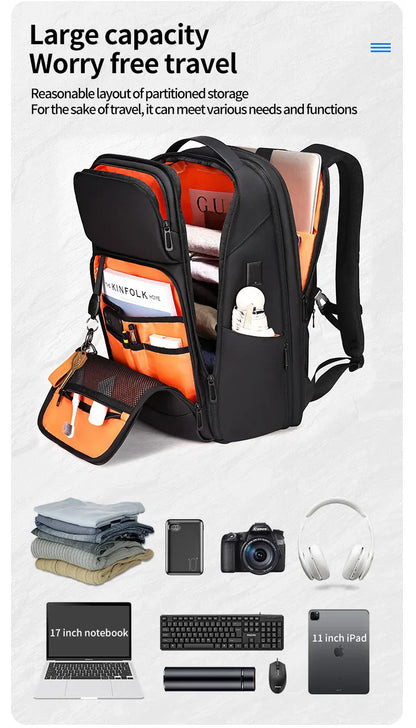 Business Waterproof Backpacks USB Charging Men Backpack Fit 15.6 Inch Laptop Travel 35L Large Capacity Backpack