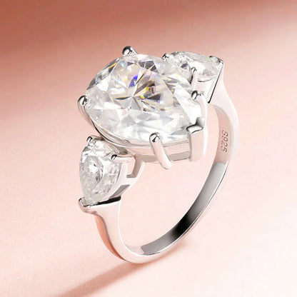 2.5/8cttw Pear Cut All Certified Moissanite Rings for Women 3 Stones Wedding Luxury Quality S925 Sterling Silver Jewelry
