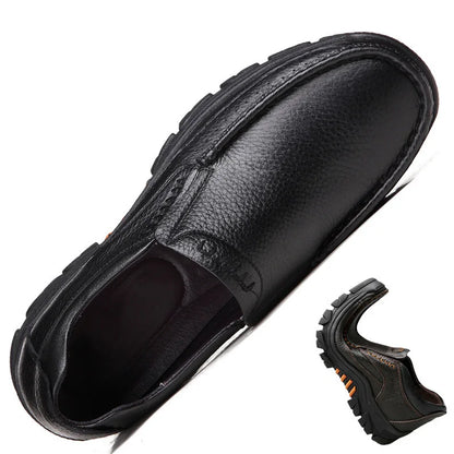 Genuine Leather Shoes Men Loafers Soft Cowhide Mens Casual Shoes Brand Male Footwear Black Brown Slip-on Thick Sole