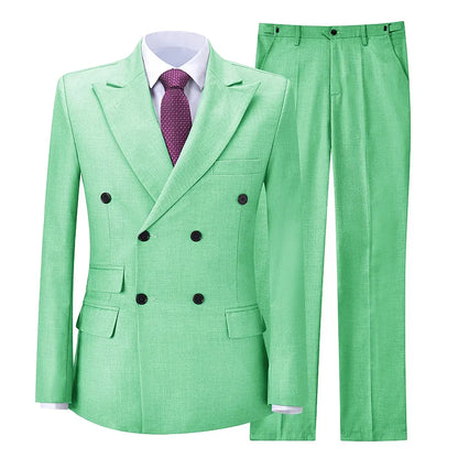 2026 New Men's Suit Business Casual Men's Suit Double Breasted Korean Version Slim Suit Professional Best Man Wedding