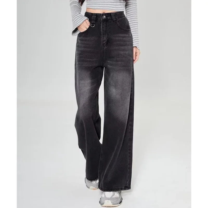 Summer Men Baggy Jeans Unisex Vintage American Style Straight Wide Leg Denim Pants Fashion Brand Hot Sale Casual Trousers