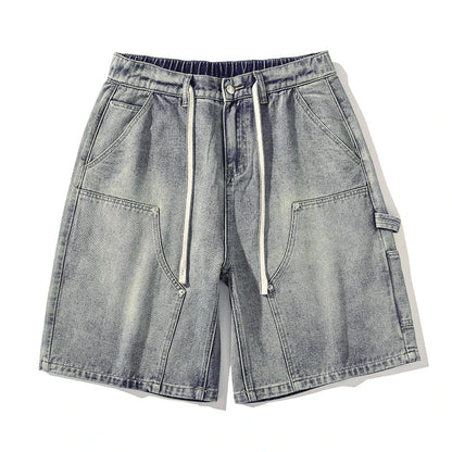 Men's Denim Shorts Summer Loose Vintage Hip-hop Cargo Moto Short