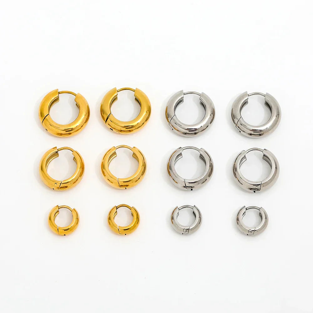 Jewelry Waterproof & Tarnish Free Minimalist PVD New Small Circle Huggie Stainless Steel Earring for Women