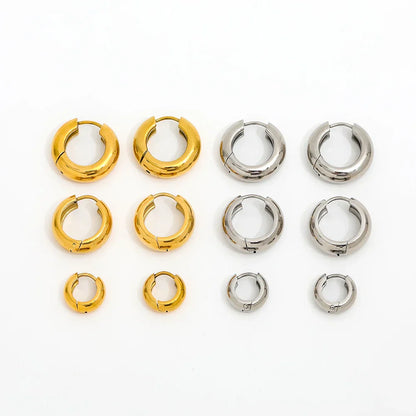 Jewelry Waterproof & Tarnish Free Minimalist PVD New Small Circle Huggie Stainless Steel Earring for Women