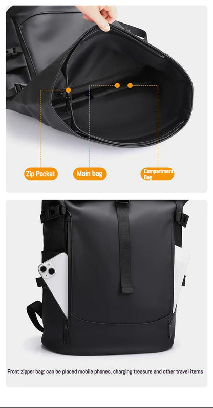 New Shoulder Bag Men's Senior Sense of Business Computer Outdoor Leisure Rolled Edge Travel Backpack Fashion Commuting