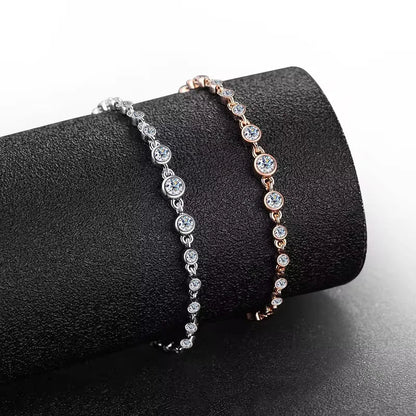 Round Bezel 0.87cttw Full D Color Moissanite Diamond Bracelet For Women 925 Silver GRA Certified 19cm Link Bracelets Gift