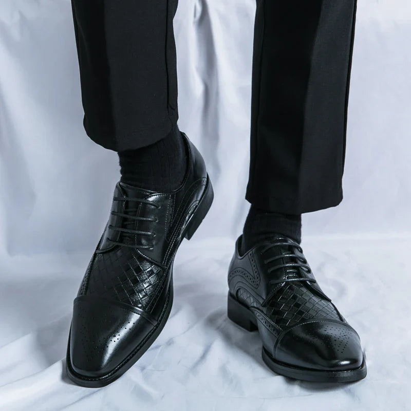 Fashion Brogue Shoes Dress Wedding Social Office Leather Shoes For Men Classic Casual Business Party Formal Leather Shoes Man
