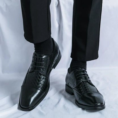 Fashion Brogue Shoes Dress Wedding Social Office Leather Shoes For Men Classic Casual Business Party Formal Leather Shoes Man