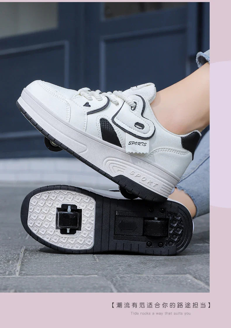 Lace-up breathable walking shoes Girls 2024 new two-wheeled retractable sports roller skates for female students outdoors