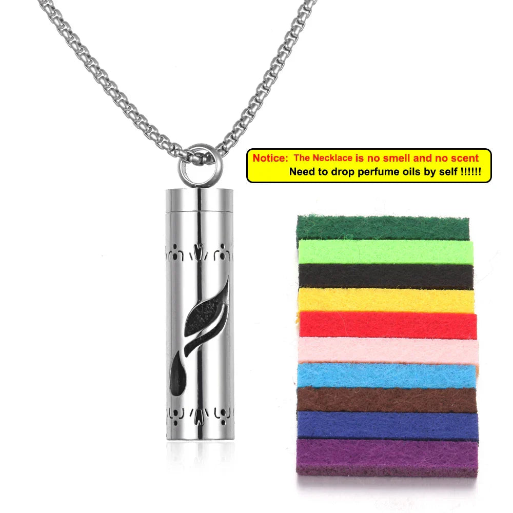 Long Strip Stainless Steel Aromatherapy Necklace Perfume Diffuser Essential Oil Diffuser Pendant Necklace Jewelry Accessories