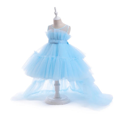 Elegant Tulle Bridesmaids Party Girls Dresses Summer Baptism Birthday Wedding Prom Princess Dress for Girl Christmas Kids Clohes