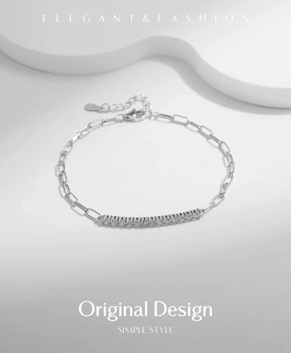 Sparkling D Color Moissanite Bracelet 925 Sterling Silver Lock Stackable Trendy Bracelets For Women Jewelry With Gift Box