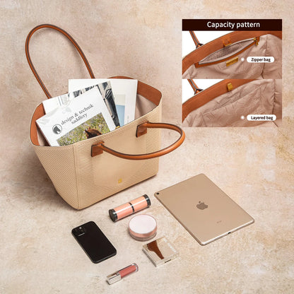Women's Tote Bag Summer New Fabric Hollow Design Large Capacity Beach Bag Women's Outdoor Storage