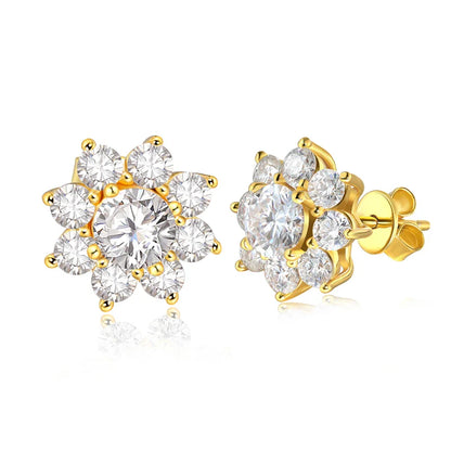 D VVS1 All Moissnaite Diamond Earring for Women 925 Sterling Sliver Plated 18k white gold Stud Ear Wedding Fine Jewelry