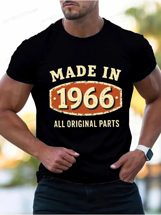 Made in 1966 All Original Parts Print Vintage T-Shirts for Men Women Summer Fashion Tees Short Sleeve T-Shirt T Shirts Clothing