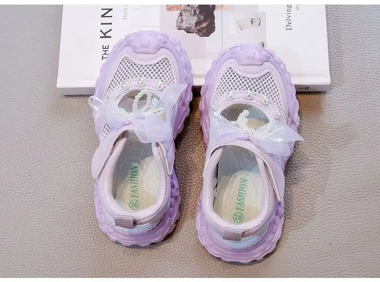 Girls' princess sandals summer 2026 new children's Baotou foreign pearl single mesh shoes for children mesh sneakers