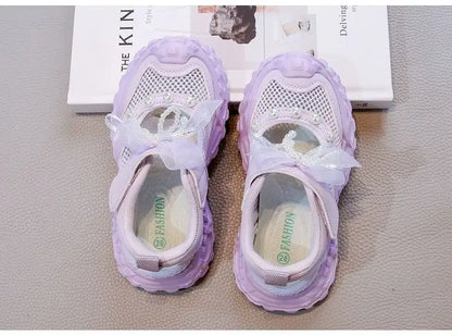 Girls' princess sandals summer 2026 new children's Baotou foreign pearl single mesh shoes for children mesh sneakers