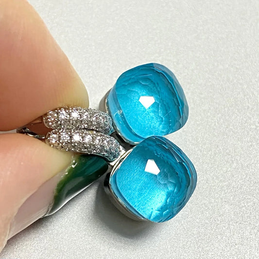 Classic Candy Color Earrings Inlay Transparent Zircon 27Colors Crystal Earrings Platinum Plated Fashion Jewelry For Women