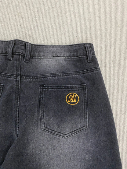 Calça jeans unissex estilo casual de rua, estilo ins, corte reto, lavagem envelhecida retrô, usada, novidade primavera 2026, street style americano.