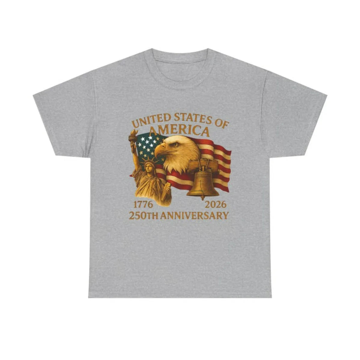 Americas 250th Anniversary 1776 2026 Patriotic Eagle Flag Liberty Bell Graphic T Shirt Vintage USA Heritage Celebration Unisex