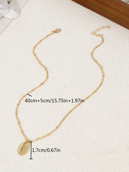 Vintage Shiny Shell Starfish Pendant Necklace for Women Simple Multilayer Thin Chain Choker Bridal Neck Jewelry