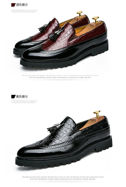 High Quality Casual Business Leather Shoes Men Formal Men's Dress Shoes Classic Tassels Retro Office Social Leather Loafers Male