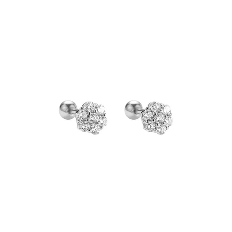 925 Sterling Silver Fashion Simple Golden Flower Beads Small Stud Earrings for Women Teen Piercing Jewelry Accessories