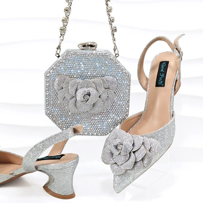 Personalized Design Diamond Shaped Bag With Pointed Stiletto Shoes Noble And Generous Decoration Full Of Diamonds