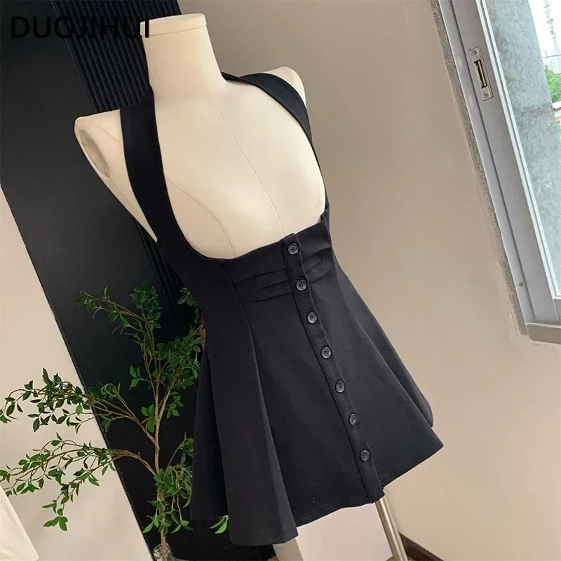 Two Piece New Sexy Chic Halter Female Dresses Basic Polo Neck Fashion Button Shirt Slim Simple A-line XS-L Women Dress