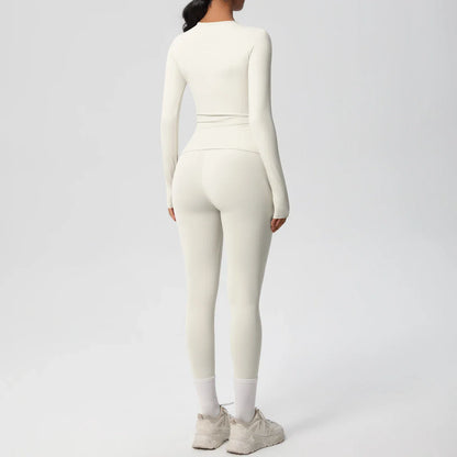 2 PCS Sportswear Yoga Set Gym Clothes Yoga Suits For Women Fitness Set Tracksuits Sports Long Sleeve Crop Top Gym Leggings